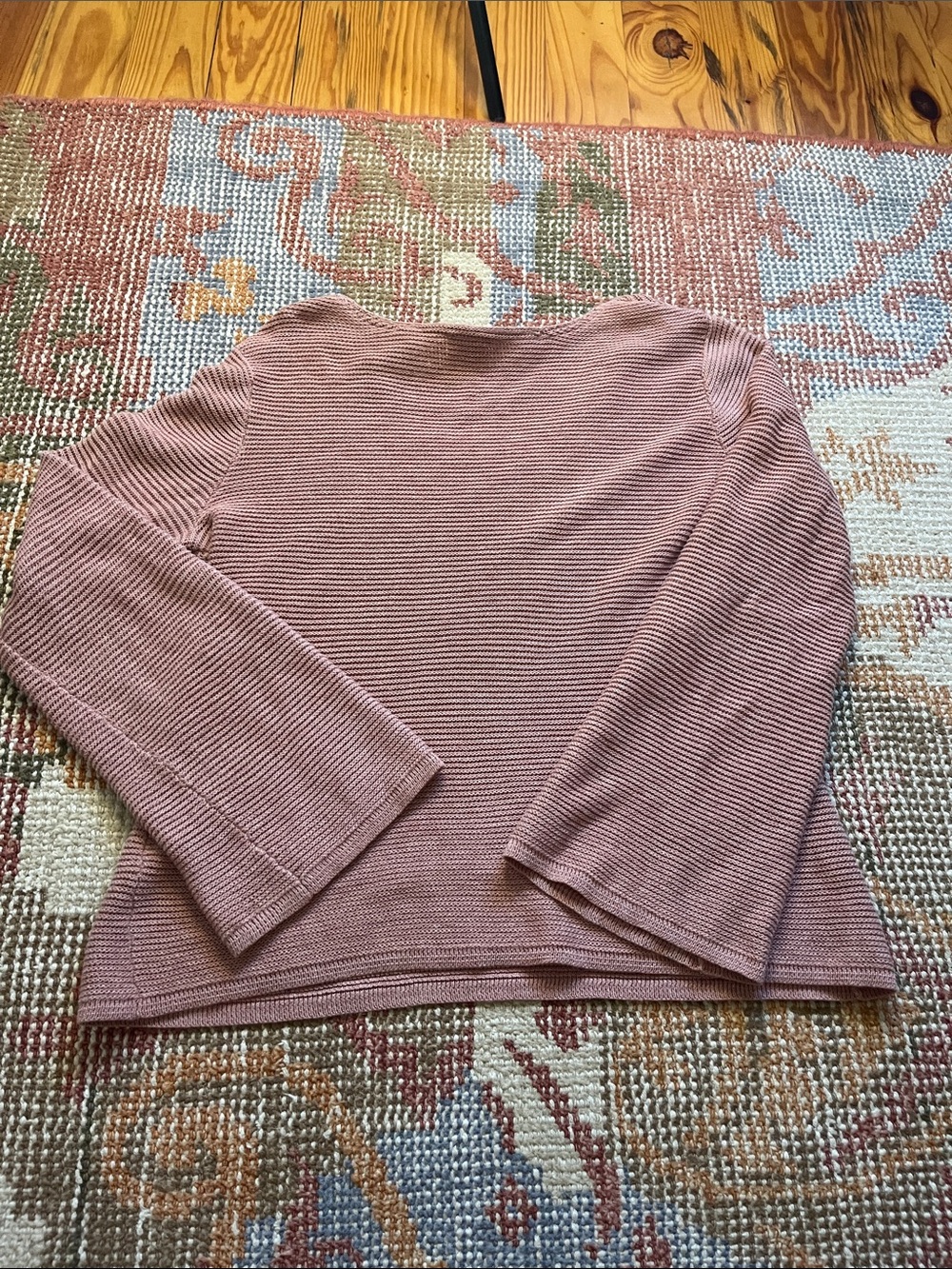 Wrap London Organic Cotton Sweater Size 4 Dusty Pink Knit Distinctive Neckline - Picture 8 of 8